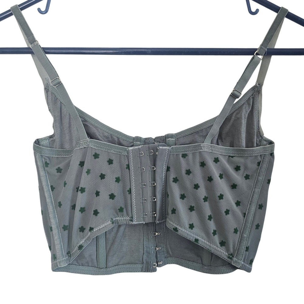 Out From Under Urban‎ Outfitters Sage Green Mesh Star Corset Bustier Top Small